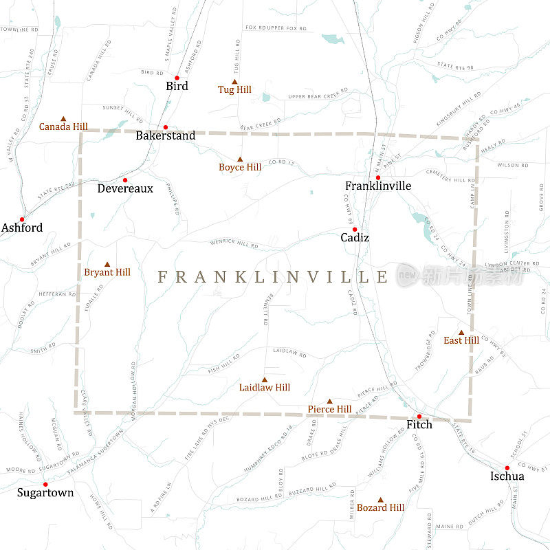 纽约 Cattaraugus Franklinville Vector 路线图